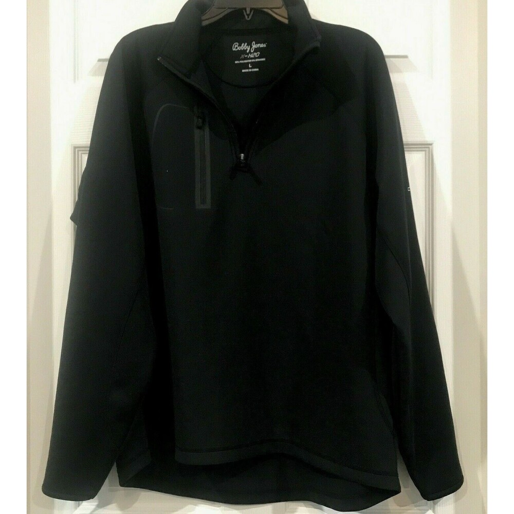 Bobby Jones X-H2O 1/4 Zip Black Quiet Move Stretch Golf Jacket Men's L